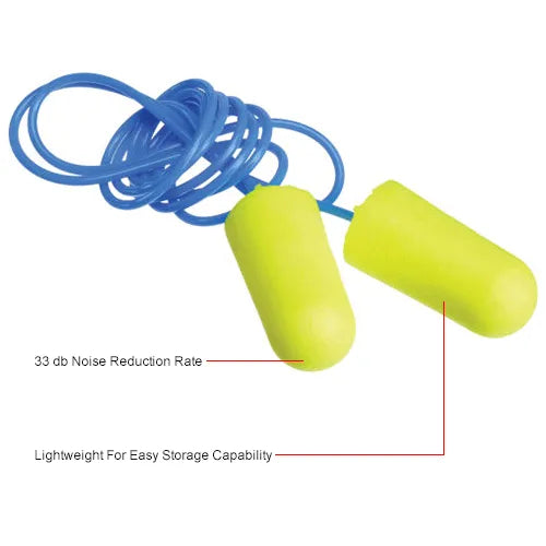 3M™ E-A-R Soft Earplugs, Corded, Yellow Neon, 311-1250, 200-Pair