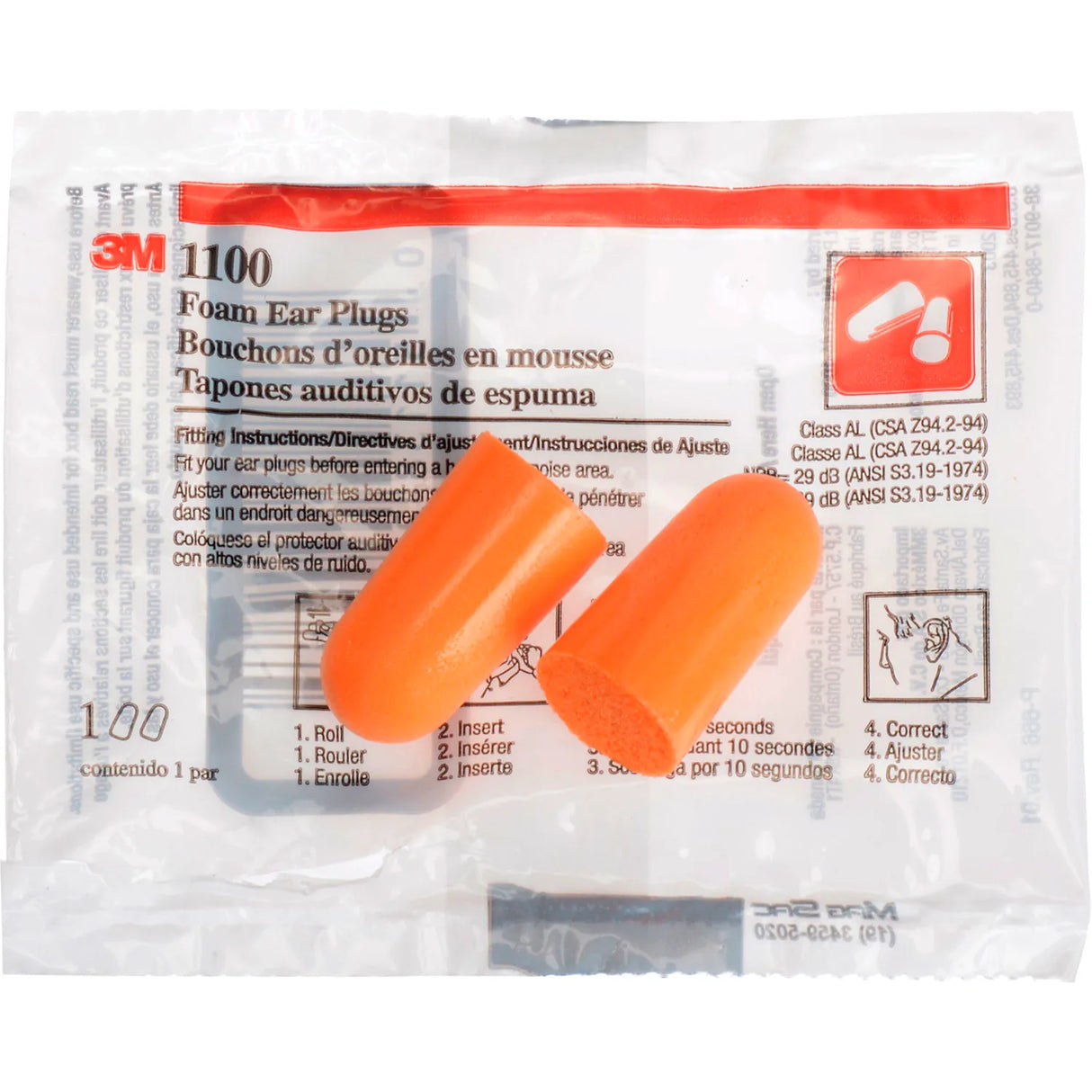 3M™ Foam Earplugs, Uncorded, 1100, 200 Pairs