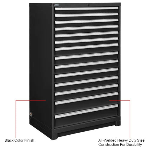 Global Industrial™ Modular Drawer Cabinet, 14 Drawers, w/ Lock, 36"W x 24"D x 57"H, Black