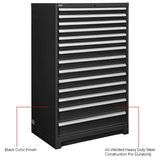 Global Industrial™ Modular Drawer Cabinet, 14 Drawers, w/ Lock, 36"W x 24"D x 57"H, Black