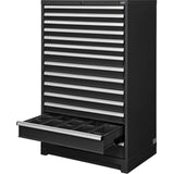 Global Industrial™ Modular Drawer Cabinet, 14 Drawers, w/ Lock, 36"W x 24"D x 57"H, Black