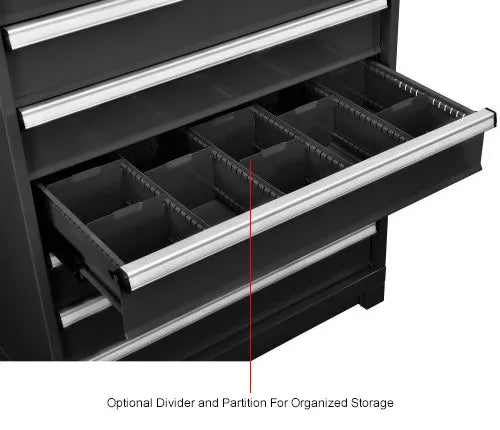 Global Industrial™ Modular Drawer Cabinet, 14 Drawers, w/ Lock, 36"W x 24"D x 57"H, Black