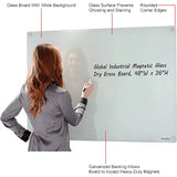 Global Industrial™ Magnetic Glass Whiteboard, 48"W x 36"H