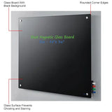 Global Industrial™ Magnetic Glass Dry Erase Board - 48"W x 36"H - Black