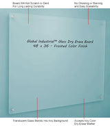 Global Industrial™ Frosted Glass Dry Erase Board, 48"W x 36"H