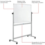 Global Industrial™ Mobile Reversible Whiteboard - 48"W x 36"H - Steel - Silver Frame