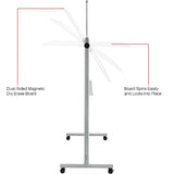 Global Industrial™ Mobile Reversible Whiteboard - 48"W x 36"H - Steel - Silver Frame