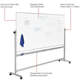 Global Industrial™ Mobile Reversible Whiteboard With Silver Frame, 96"W x 48"H