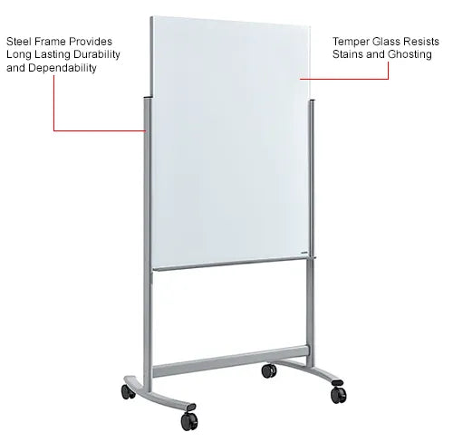 Global Industrial™ Mobile Glass Board - 36"W x 48"H