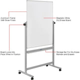 Global Industrial™ Mobile Reversible Magnetic Whiteboard - 36"W x 48"H - Steel - Silver Frame