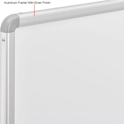 Global Industrial™ Mobile Reversible Magnetic Whiteboard - 36"W x 48"H - Steel - Silver Frame