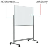 Global Industrial™ Mobile Glass Board - 72"W x 48"H