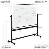 Global Industrial™ Mobile Reversible Whiteboard - 72"W x 48"H - Steel - Black Frame