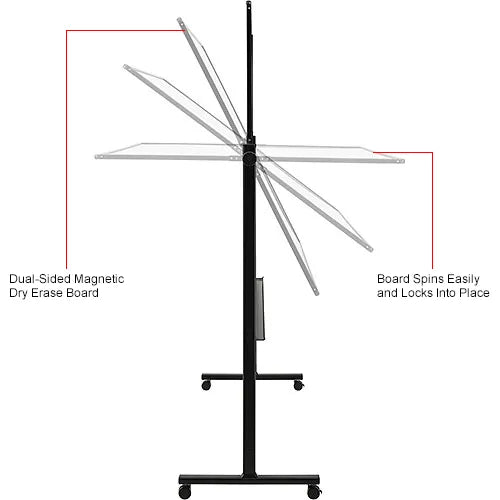 Global Industrial™ Mobile Reversible Whiteboard - 72"W x 48"H - Steel - Black Frame