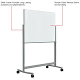 Global Industrial™ Mobile Glass Board - 60"W x 48"H