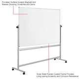 Global Industrial™ Mobile Reversible Whiteboard - 72"W x 48"H - Porcelain - Silver Frame