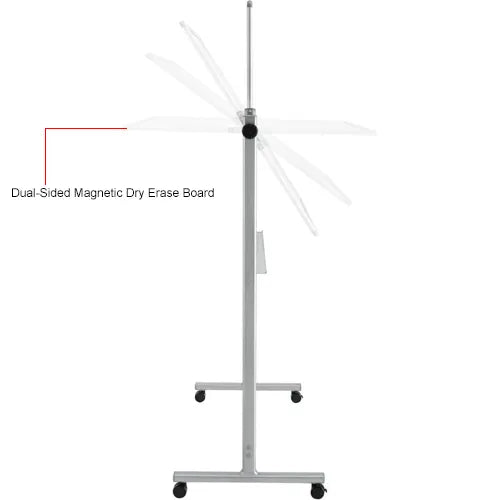 Global Industrial™ Mobile Reversible Whiteboard - 72"W x 48"H - Porcelain - Silver Frame