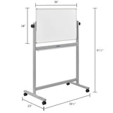 Global Industrial™ Mobile Reversible Magnetic Whiteboard - 36"W X 24"H - Steel - SIlver Frame