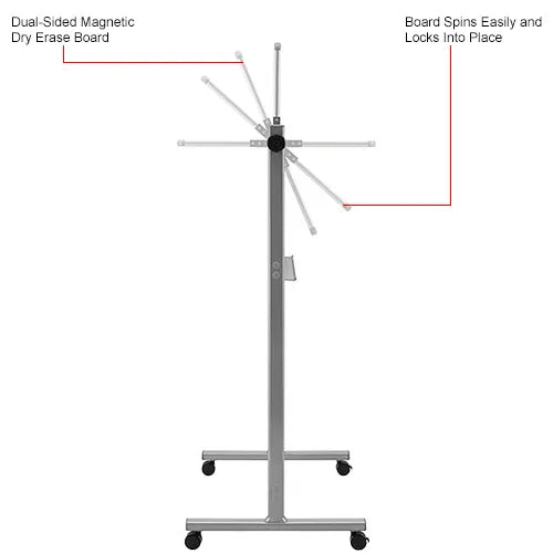 Global Industrial™ Mobile Reversible Magnetic Whiteboard - 36"W X 24"H - Steel - SIlver Frame