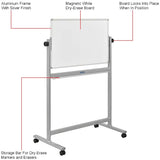 Global Industrial™ Mobile Reversible Magnetic Whiteboard - 36"W X 24"H - Steel - SIlver Frame