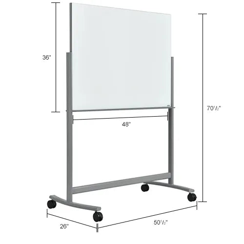 Global Industrial™ Mobile Glass Board - 48"W x 36"H