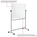 Global Industrial™ Mobile Reversible Whiteboard - 48"W x 36"H - Porcelain - Silver Frame