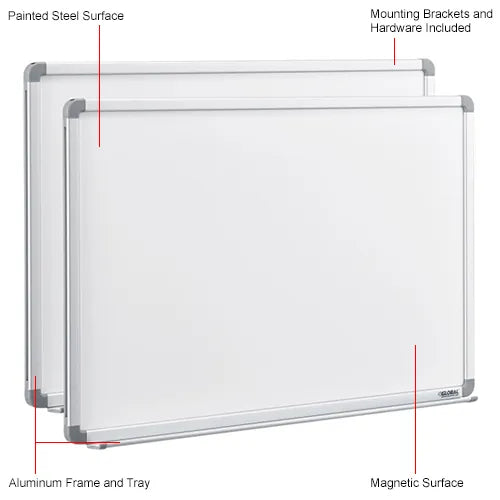 Global Industrial™ Magnetic Whiteboard - 36 x 24 - Steel Surface - Pack of 2