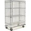 Dolly Base Security Truck, Chrome, 24"W x 48"L x 70"H, Rubber, 2 Swivel, 2 Rigid Casters