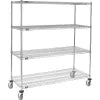 Nexel® 4 Shelf Truck, Chrome, 60"W x 24"D x 69"H, Polyurethane Stem Casters, 4 Swivel