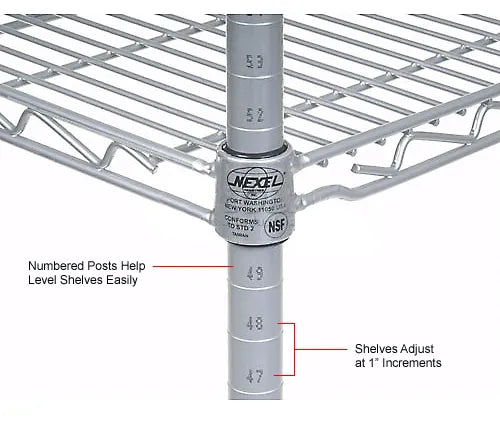 Nexel® 4 Shelf Truck, Chrome, 72"W x 24"D x 69"H, Polyurethane Stem Casters, 4 Swivel, 2 Brake