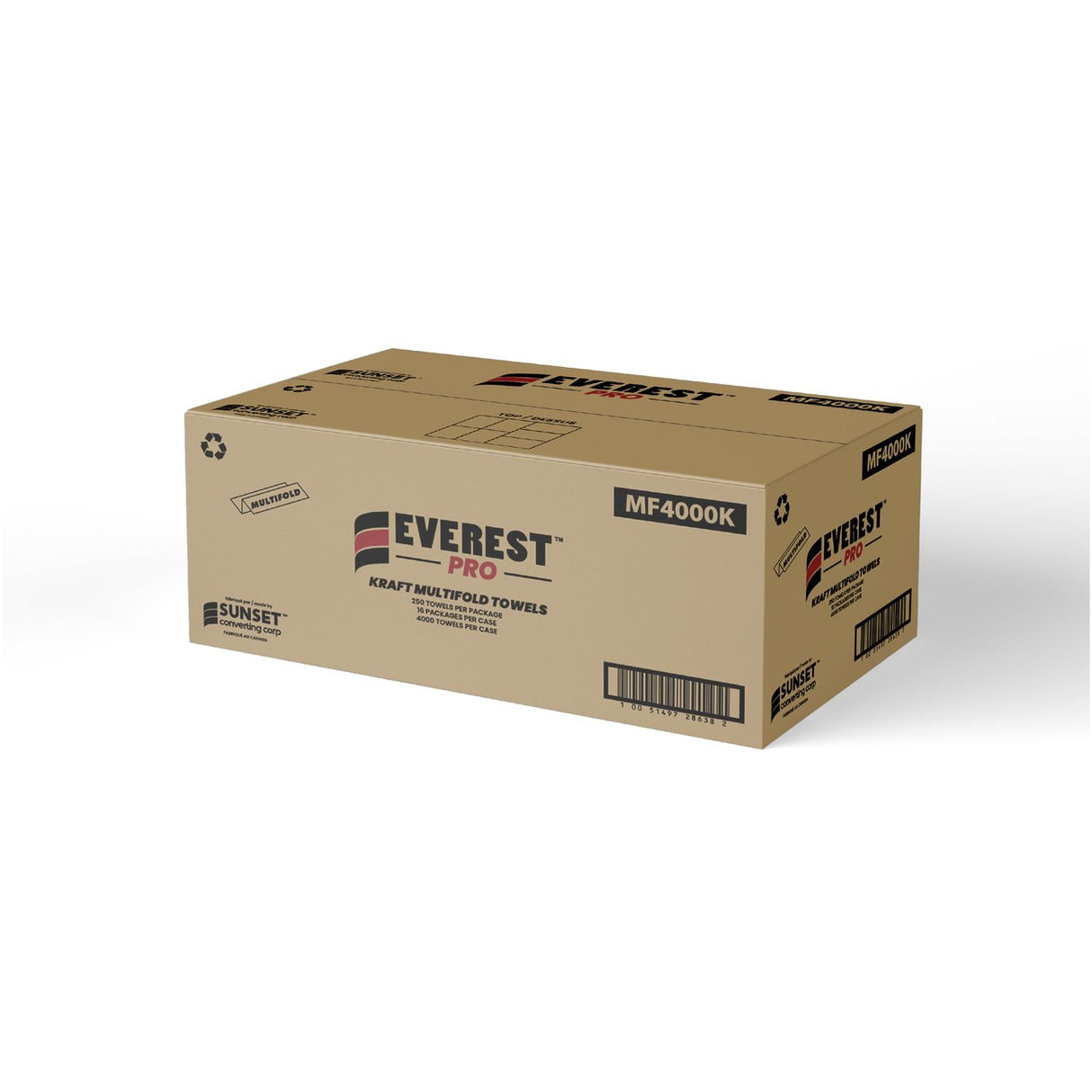 Everest Pro Multifold Hand Towels, Sheets, 250 Sheets/Pack, 16 Packs/ Case, 4000 Sheets/Case