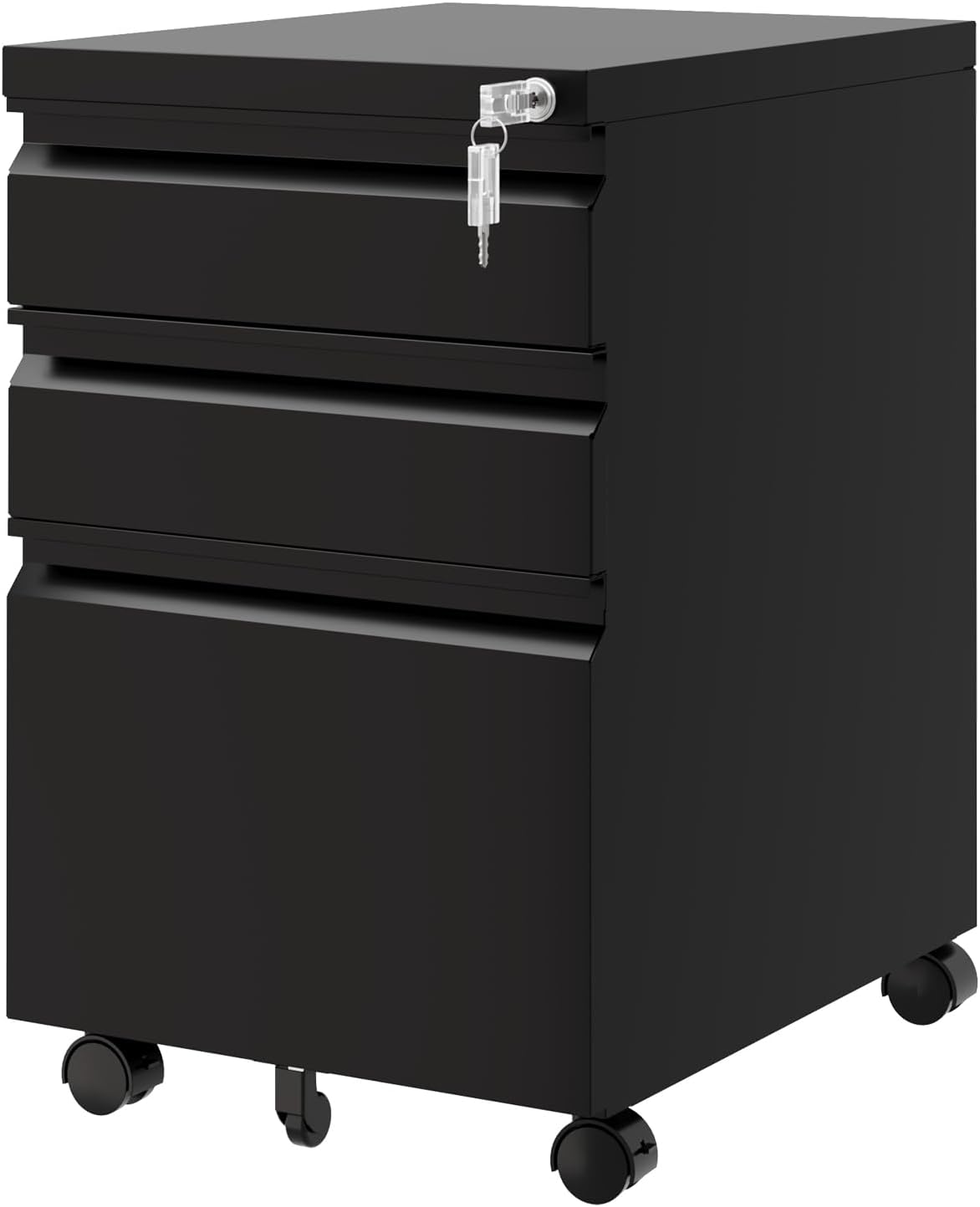 File Cabinet, 3 Drawers, 15.3”W X 17.3”D x 24.4”H, Black