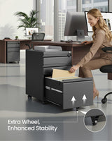 File Cabinet, 3 Drawers, 15.4''W x 19.7''D x 24.4''H, Black
