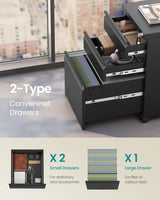 File Cabinet, 3 Drawers, 15.4''W x 19.7''D x 24.4''H, Black
