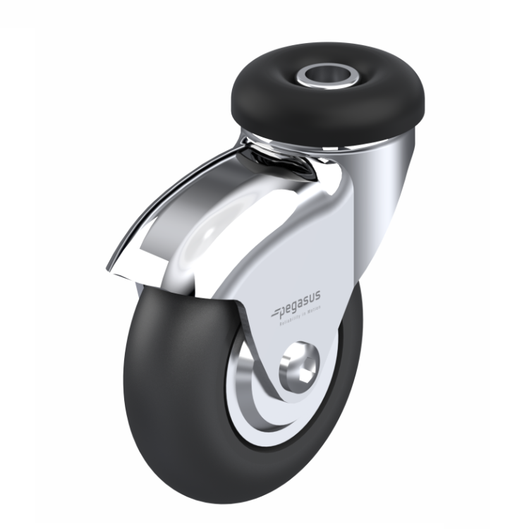 Neoprene Black Bolt Hole Caster 2" x 1" Swivel 125 lbs Precision Ball Bearing P7/7K