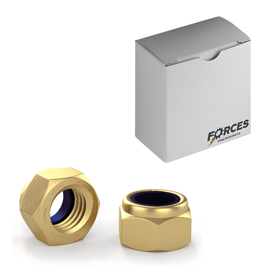 1/2"-13 Hex Nylon Insert Lock Nut (NM/NE) Series - Solid Brass