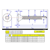 #6 x 1-1/4" Metal Screw Oval Head Square Drive Self-Drilling Point - Zinc