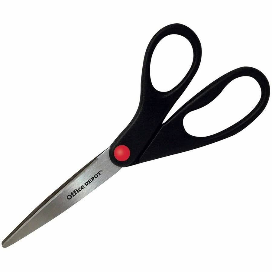 Office Depot 8-Inch Straight Scissors, Black Handle
