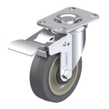 ElastiSoft Gray Caster 5" x 1-1/4" Swivel Total Lock Brake (TB) 325 lbs Annular Ball Bearing P12 Series