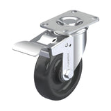 Polypropylene Black Caster 4" x 1-1/4" Swivel Total Lock Brake (TB) 275 lbs Delrin® Bearing P12 Series