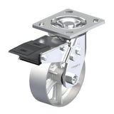 Cast Iron Silver Caster 6" x 2" Swivel Total Lock Brake (TB) 1200 lbs Roller Bearing P21 Series