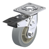 ElastiSoft Gray Caster 4" x 2" Swivel Total Lock Brake (TB) 300 lbs Roller Bearing P21 Series