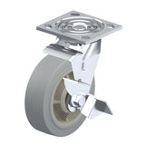 ElastiSoft Gray Caster 8" x 2" Swivel Wheel Brake (WB) 600 lbs Roller Bearing P21 Series