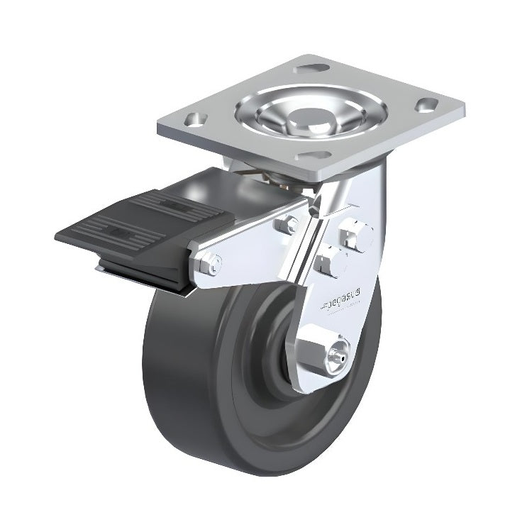 Phenolic Black Caster 8" x 2" Swivel Total Lock Brake (TB) 1250 lbs Roller Bearing P21 Series