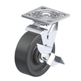 Phenolic Black Caster 8" x 2" Swivel Wheel Brake (WB) 1250 lbs Roller Bearing P21 Series