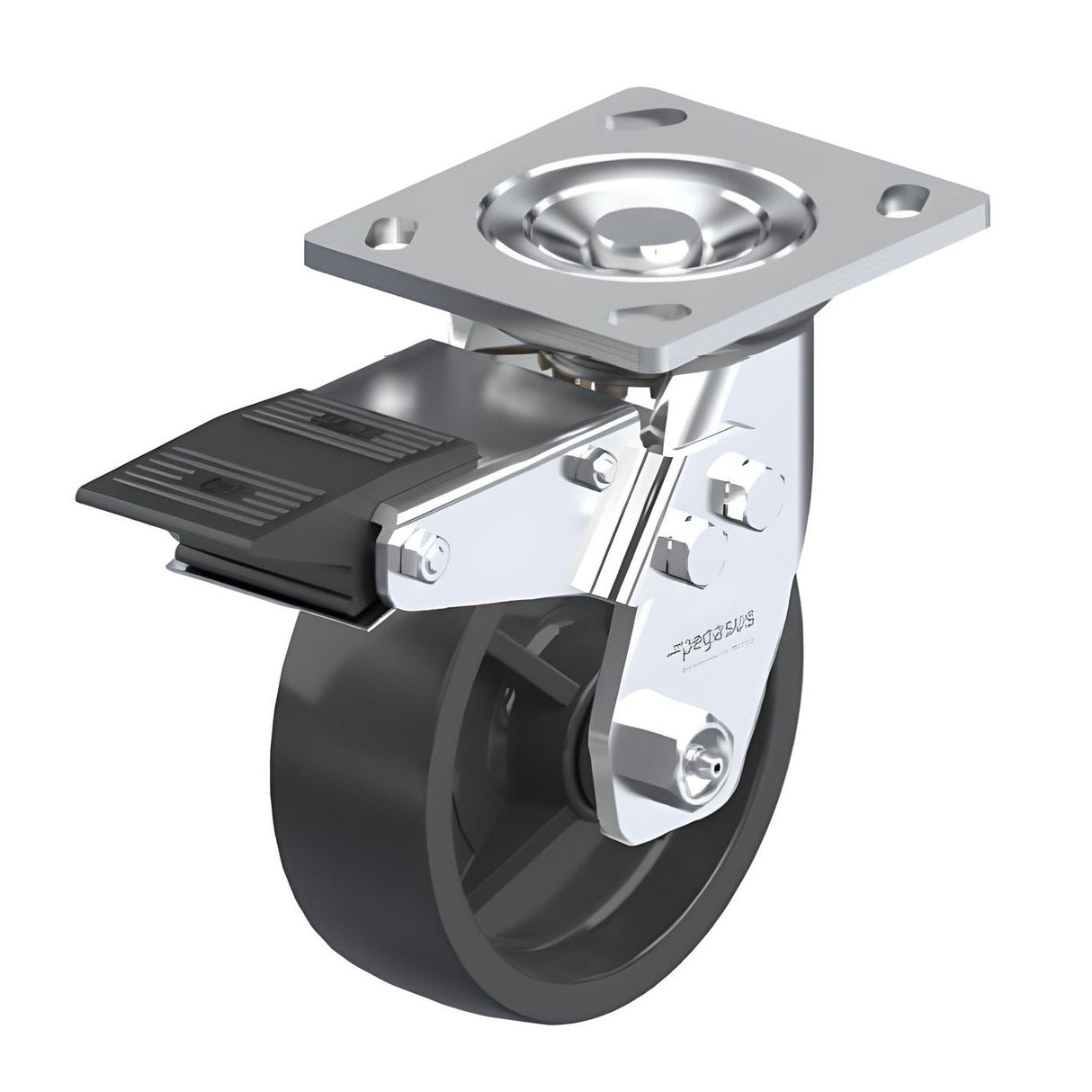 Polypropylene Black Caster 5" x 2" Swivel Total Lock Brake (TB) 650 lbs Roller Bearing P21 Series