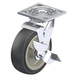 Polyurethane Grey Caster 5" x 2" Swivel Wheel Brake (WB) 750 lbs Roller Bearing P21 Series