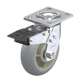 Round ElastiSoft Gray Caster 6" x 2" Swivel Total Lock Brake (TB) 500 lbs Roller Bearing P21 Series