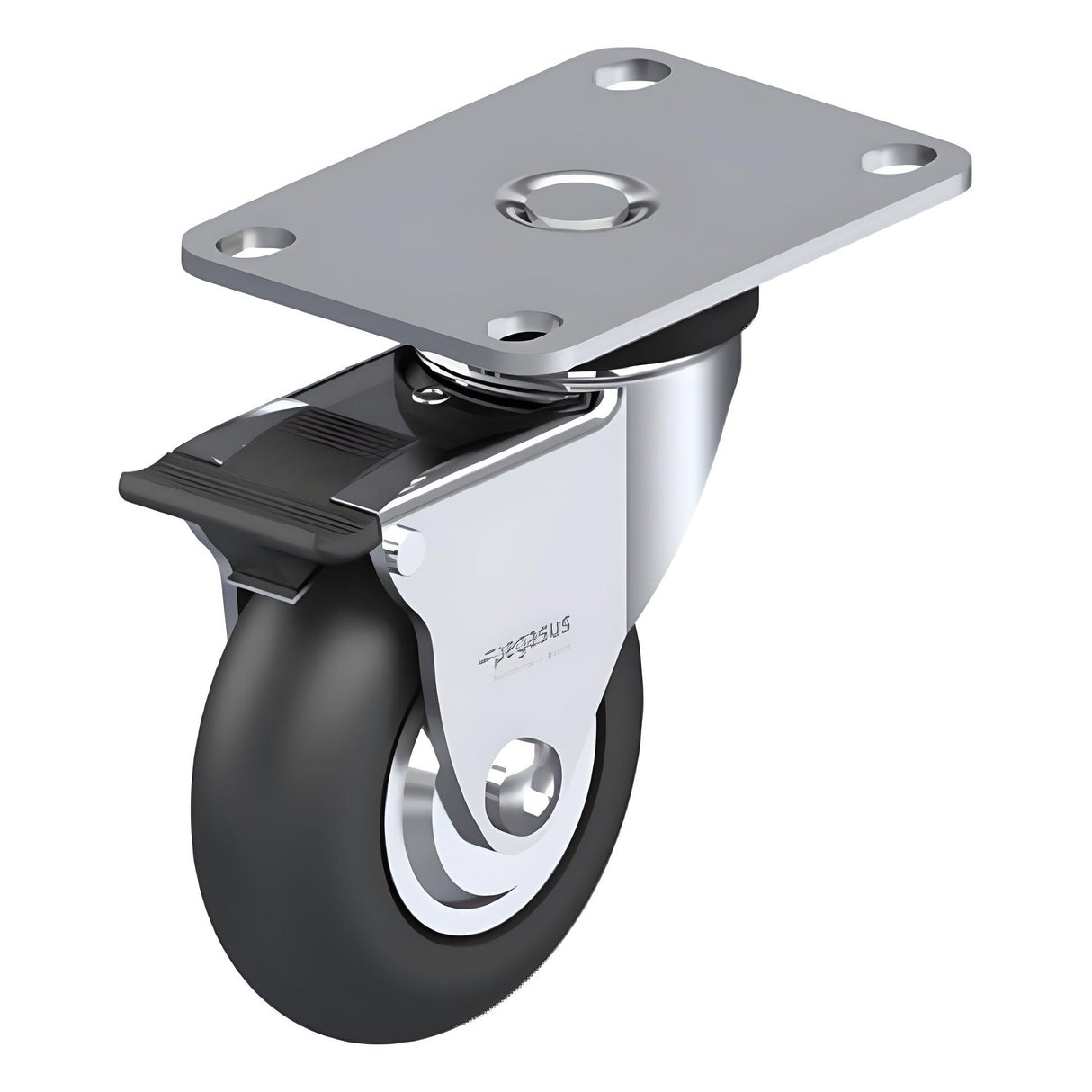 Neoprene Black Caster 3" x 1" Swivel Total Lock Brake (TB) 175 lbs Precision Ball Bearing P7/7K
