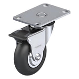 Neoprene Black Caster 3" x 1" Swivel Total Lock Brake (TB) 175 lbs Precision Ball Bearing P7/7K